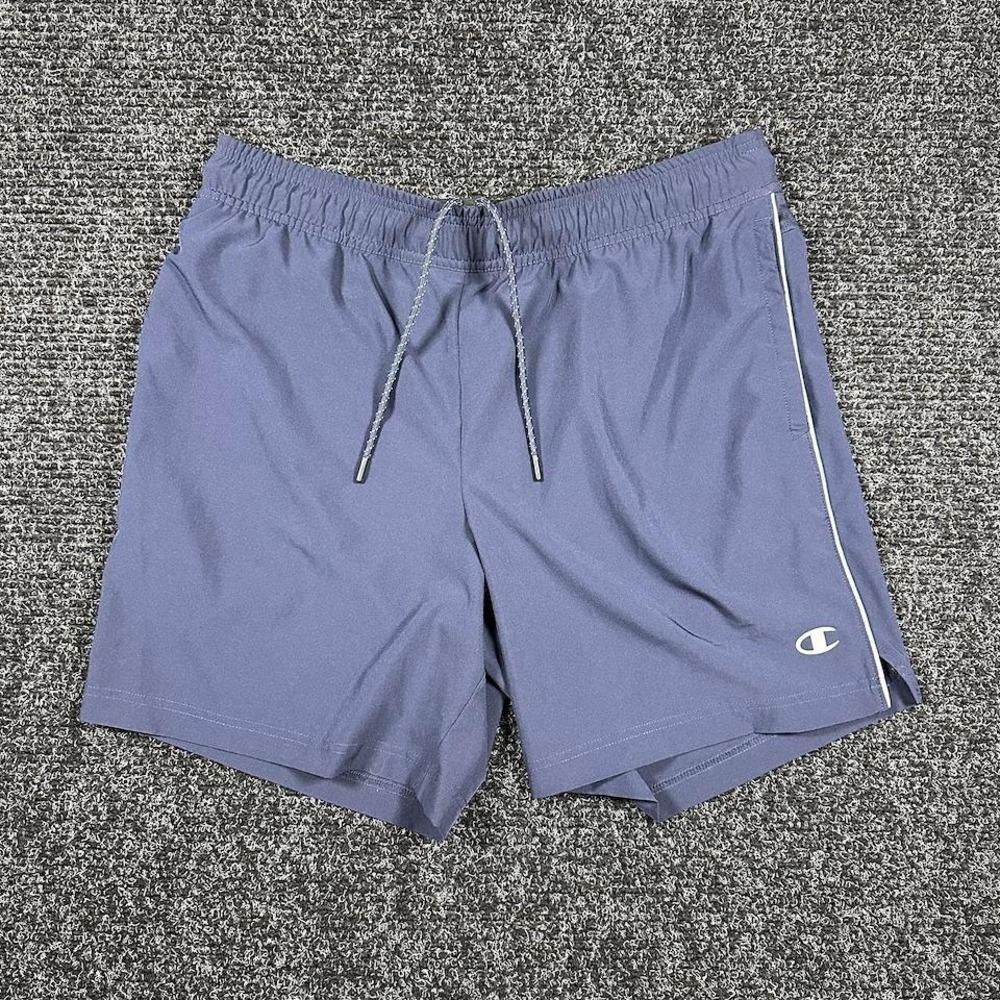Champion Athletic Shorts Mens Large Navy Blue 7 Inseam Zipper Pocket Drawstring